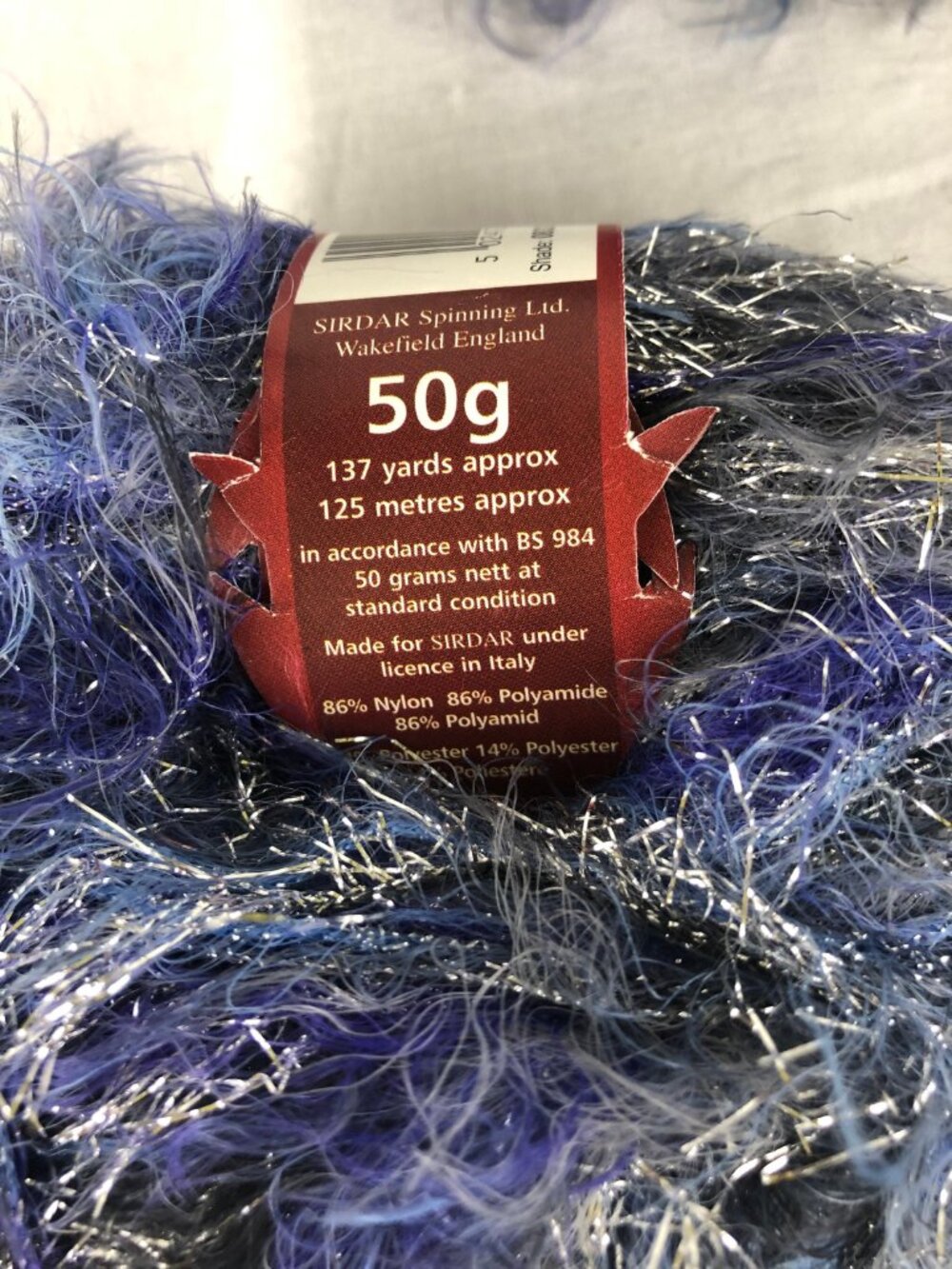 Sidar Zanzibar Yarn Nylon and Polyester Eyelash 50g 137 yards Lot of 5 - Picture 5 of 5